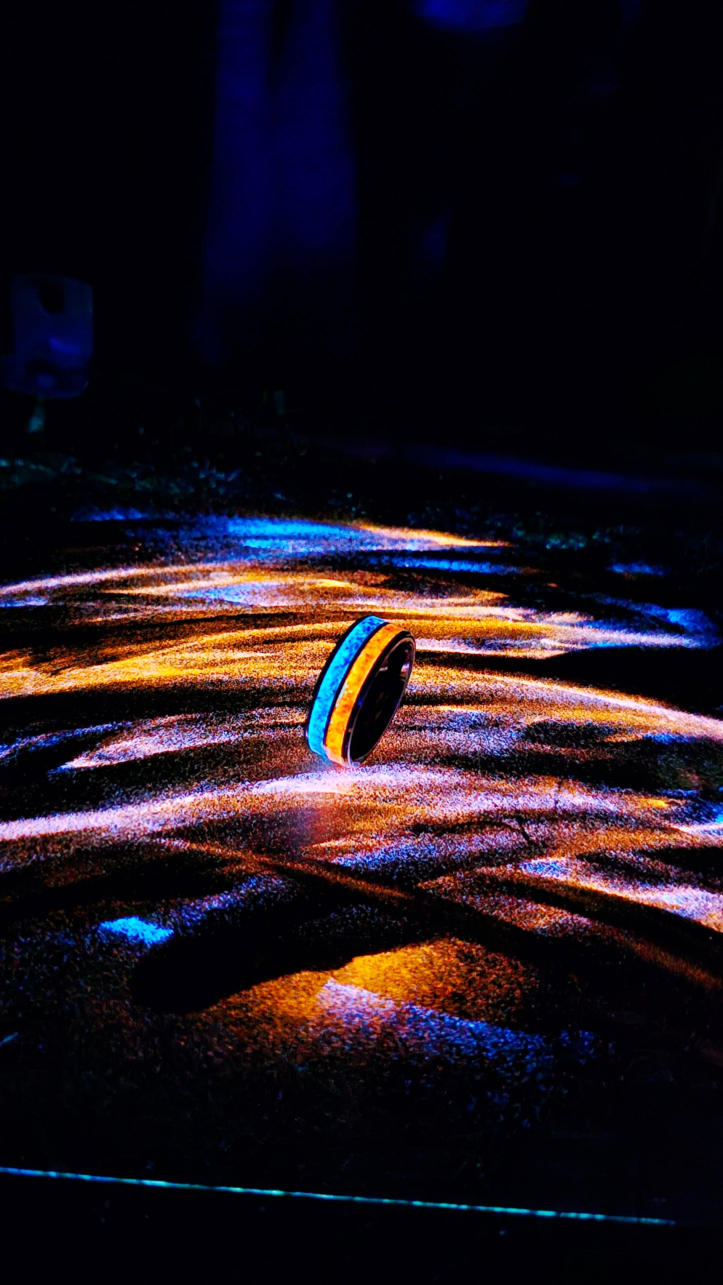 Handcrafted Auburn-Inspired Ring – Bold Blue & Orange Inlay