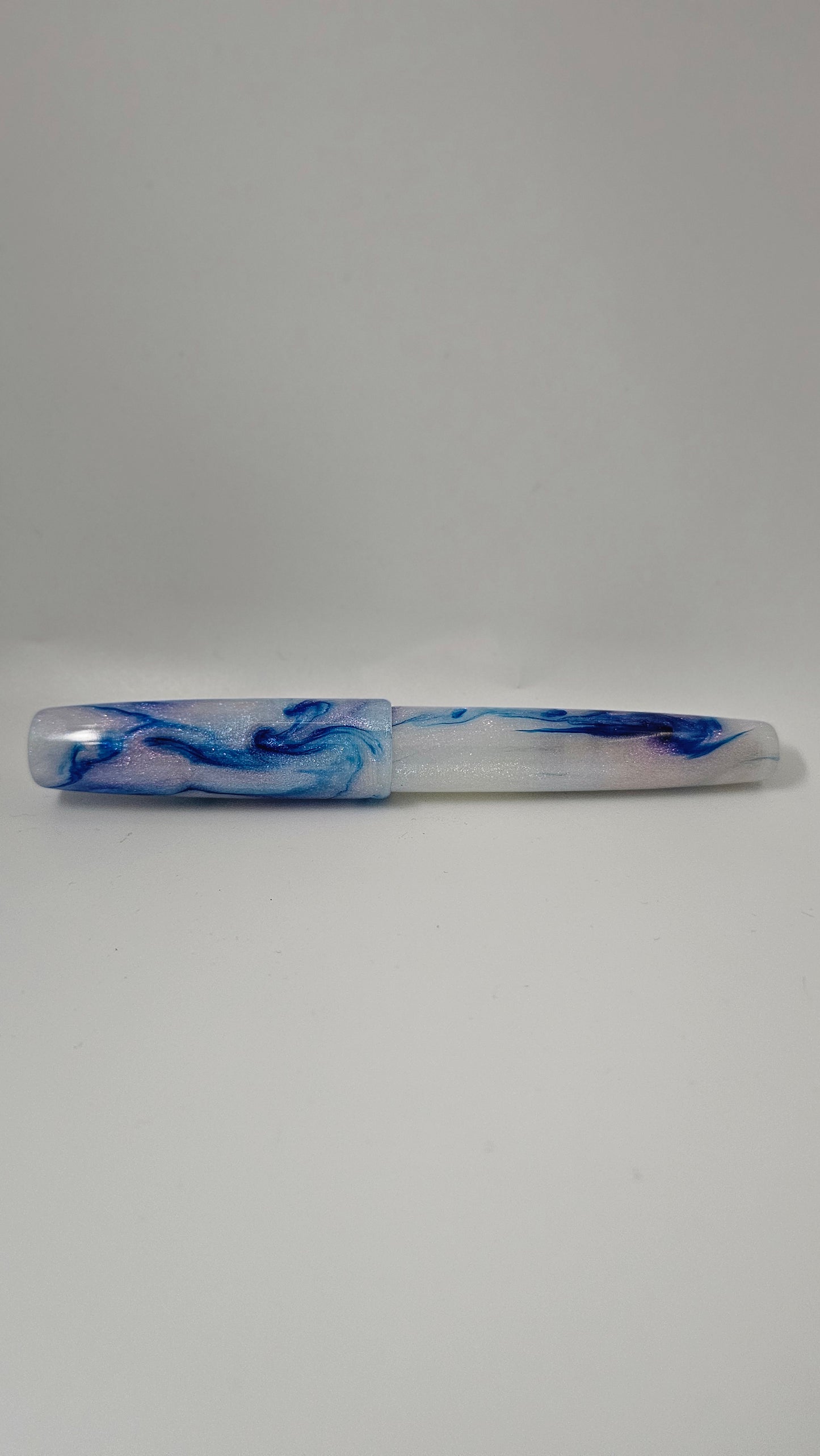 Luxury Fountain Pen - Blue Marble Design, with Gold Accent Bock #6 Nib