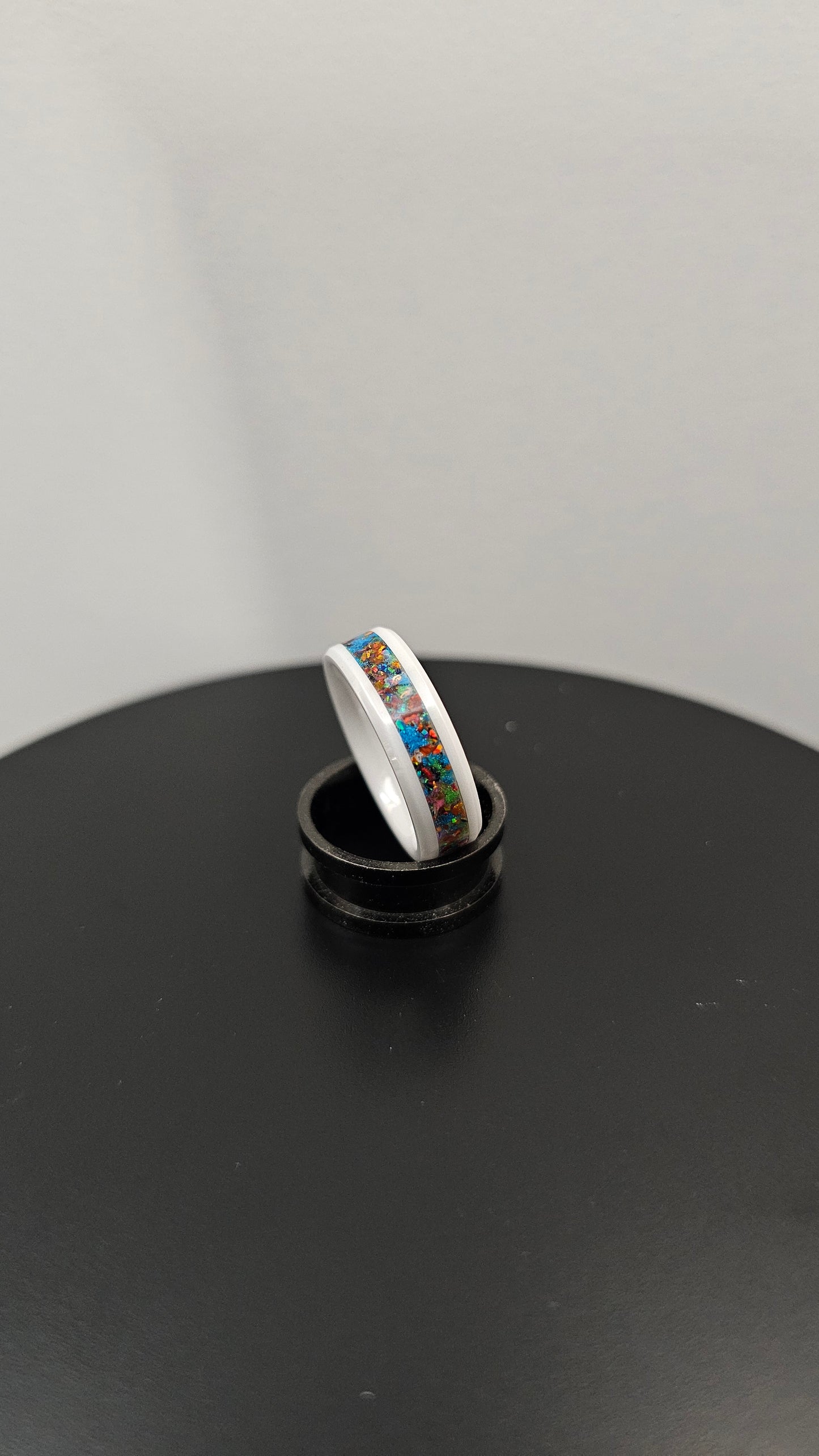 White Ceramic - Glow Stone Ring With Patrick Adair Materials