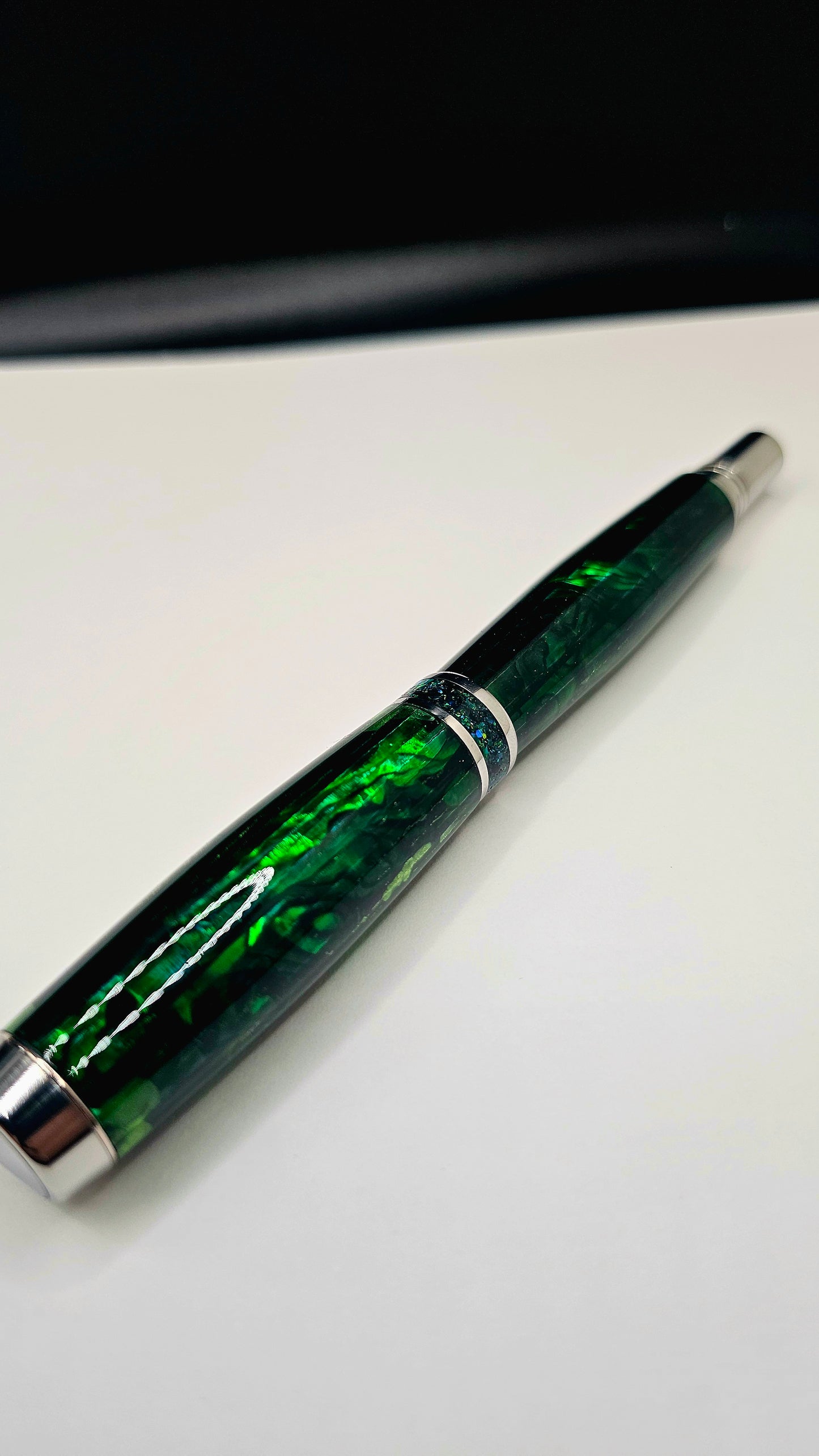 Custom Handmade Paua Abalone Inlay With Glow Stone Collar On A Jr Bandit