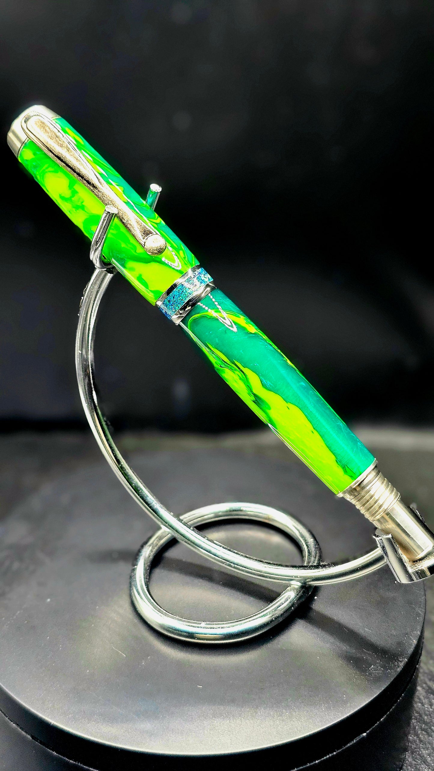 Custom Handmade Judge Moss Resin Jr Bandit Roller Ball