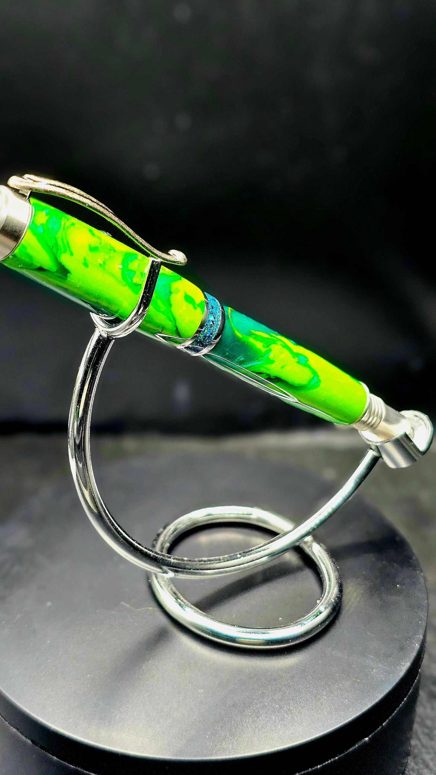 Custom Handmade Judge Moss Resin Jr Bandit Roller Ball