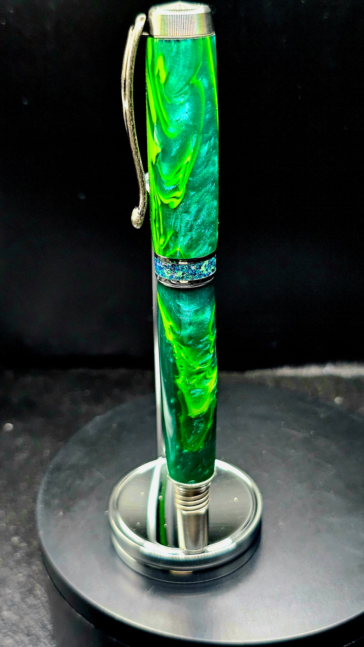 Custom Handmade Judge Moss Resin Jr Bandit Roller Ball