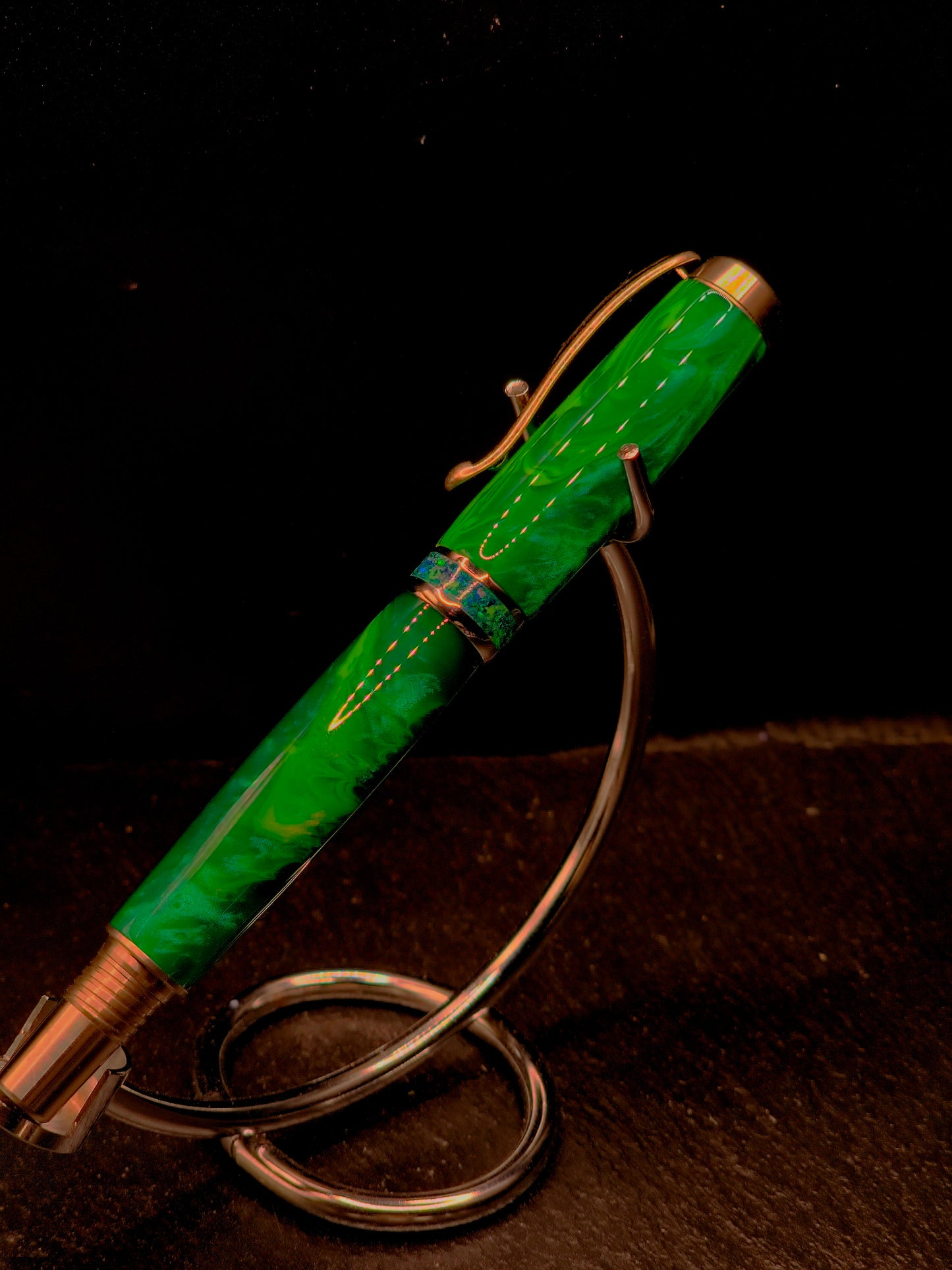 Custom Handmade Judge Moss Resin Jr Bandit Roller Ball
