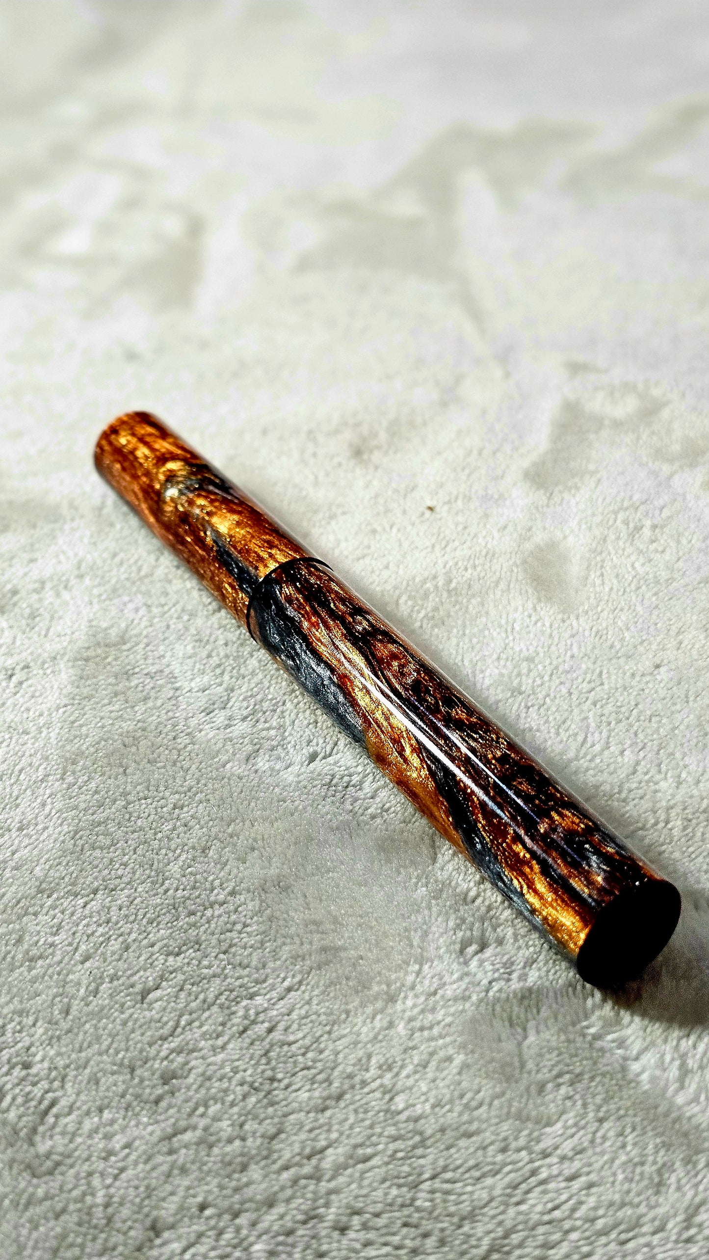 Custom Handmade Molten Metal Resin Foutain Pen With Gold Accent # 8 Nib