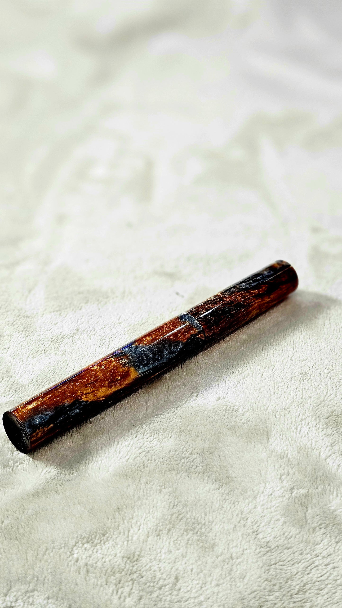 Custom Handmade Molten Metal Resin Foutain Pen With Gold Accent # 8 Nib