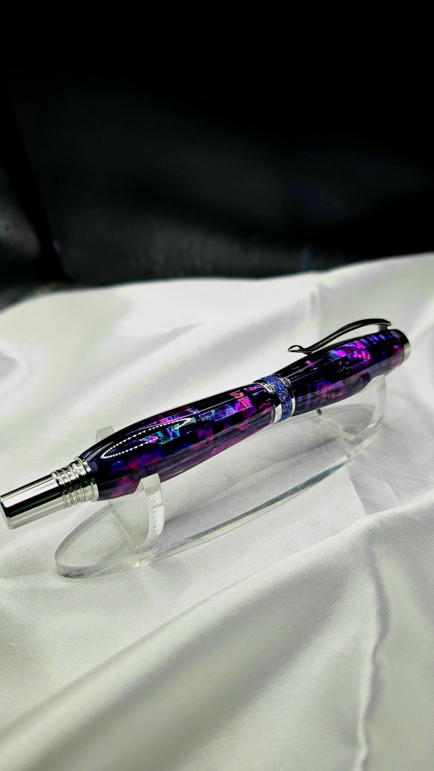 One Of a Kind Handmade Fountain pen with Paua Abalone and a Custom-made Collar