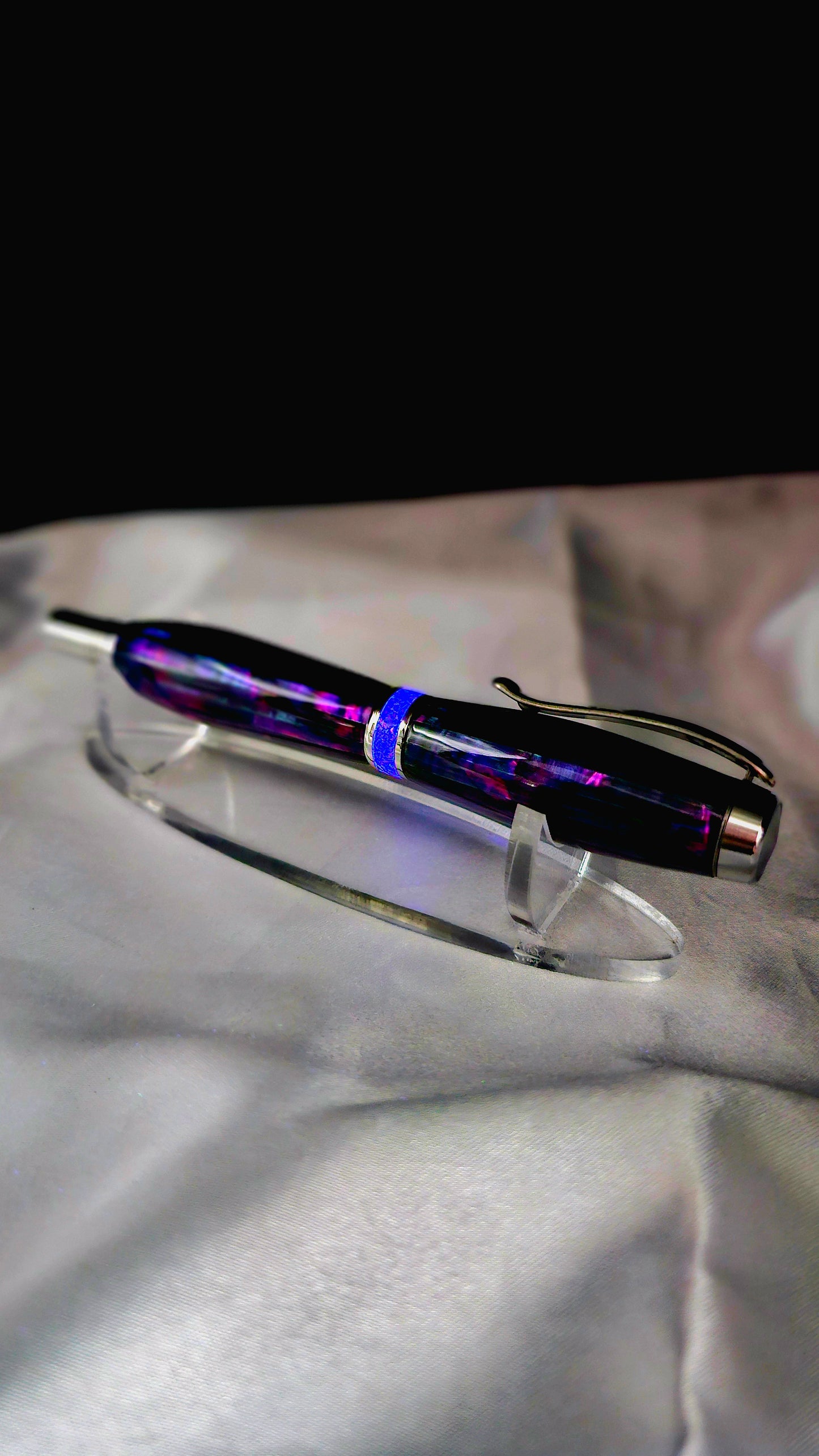 One Of a Kind Handmade Fountain pen with Paua Abalone and a Custom-made Collar