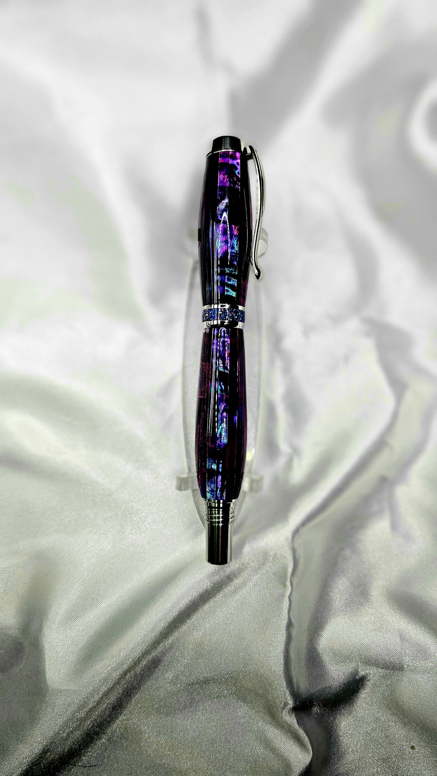 One Of a Kind Handmade Fountain pen with Paua Abalone and a Custom-made Collar