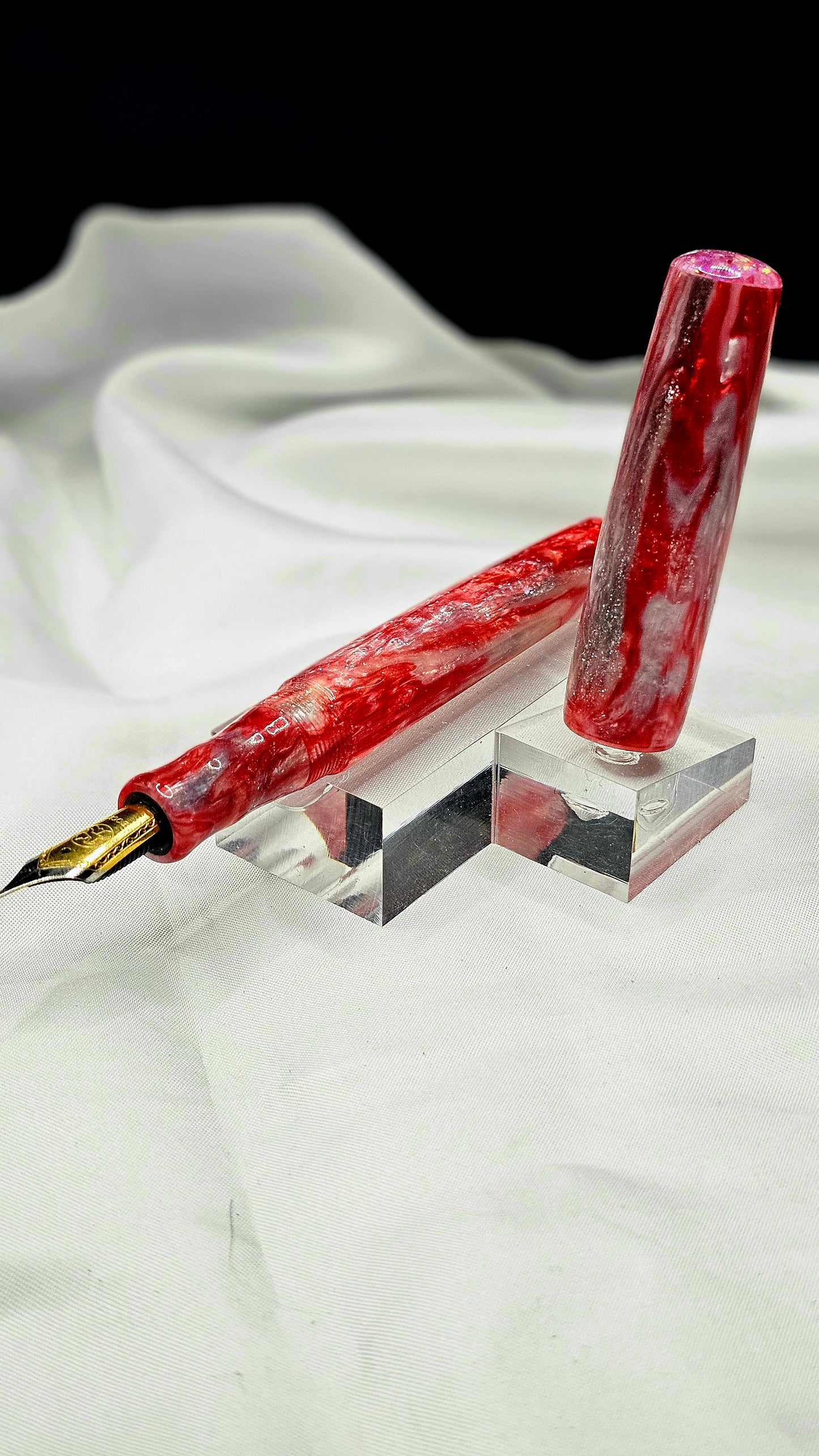 Custom Handmade/poured Resin Foutain Pen With Gold Accent # 6 Nib