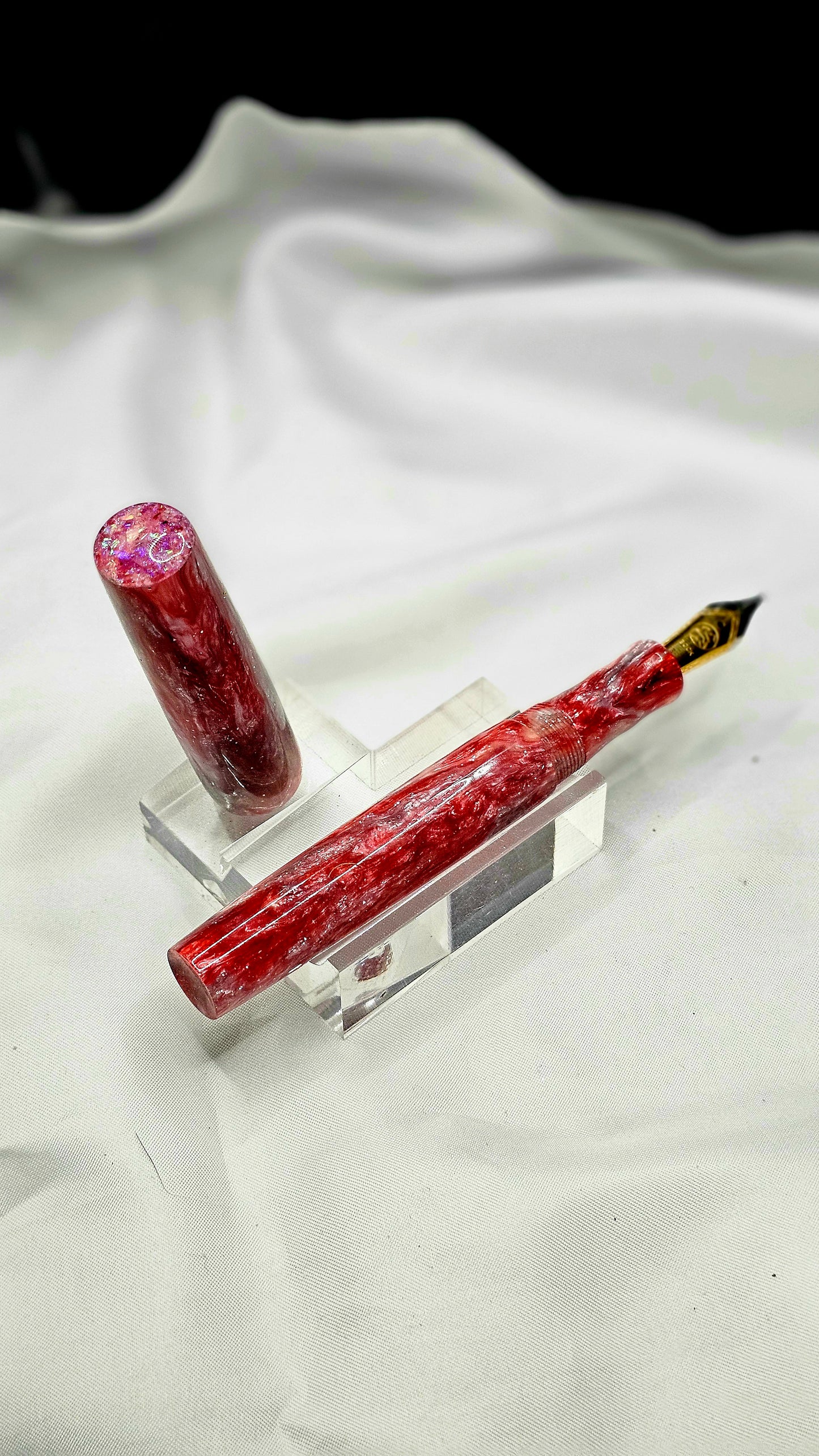 Custom Handmade/poured Resin Foutain Pen With Gold Accent # 6 Nib