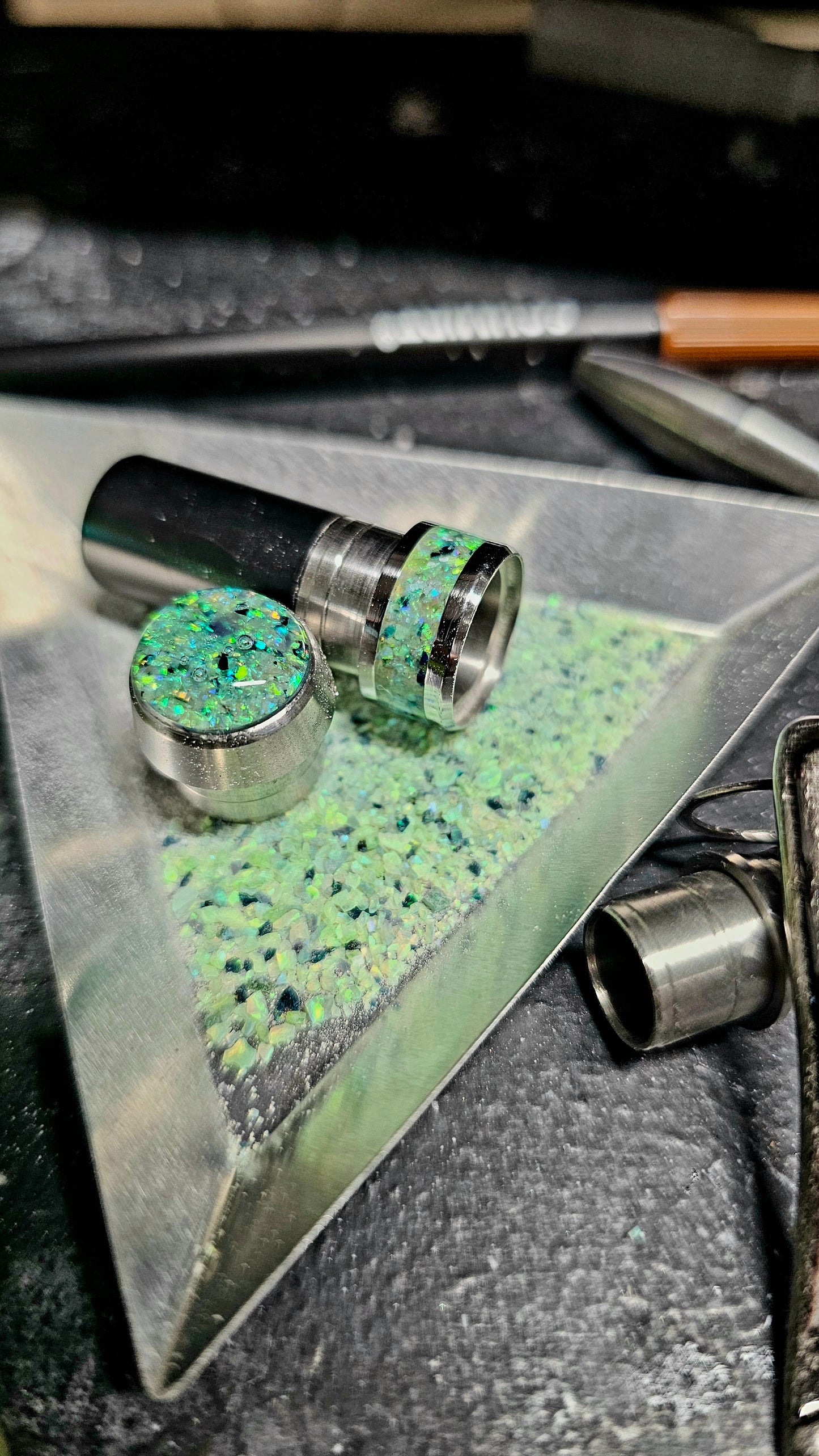 One Of a Kind Handmade Fountain pen with Paua Abalone and a Custom-made Collar