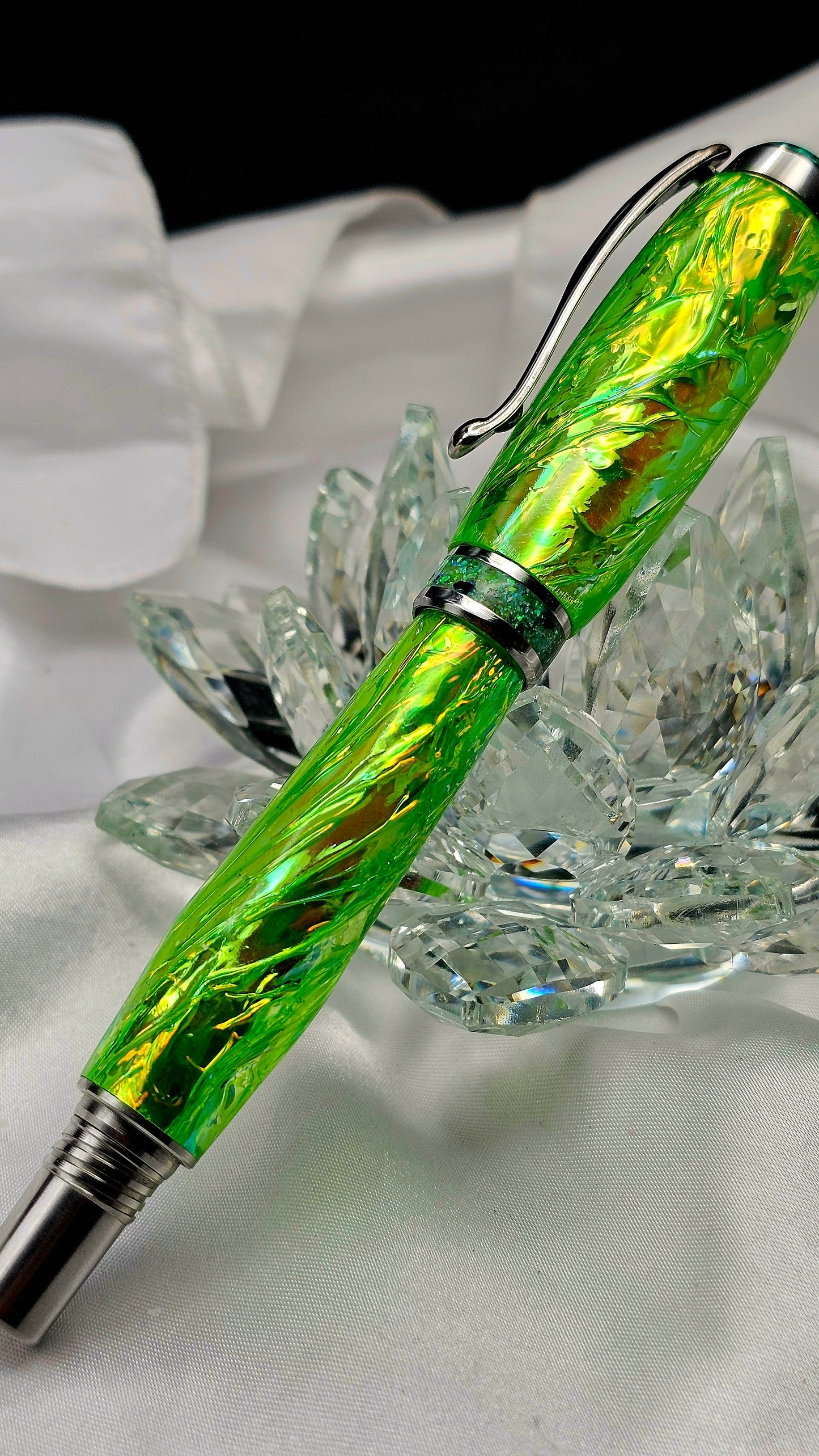 One Of a Kind Handmade Fountain pen with Paua Abalone and a Custom-made Collar
