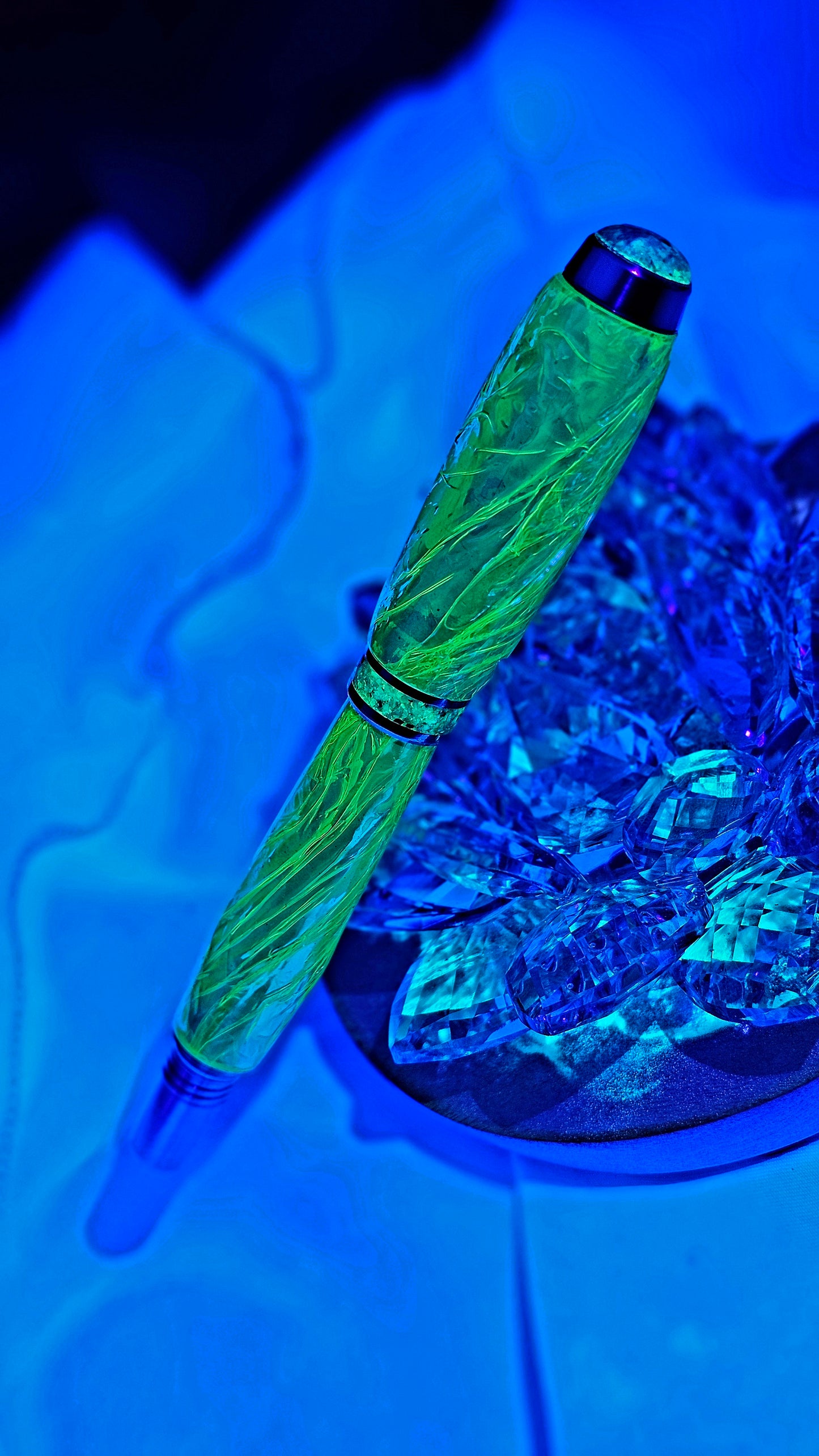 One Of a Kind Handmade Fountain pen with Paua Abalone and a Custom-made Collar