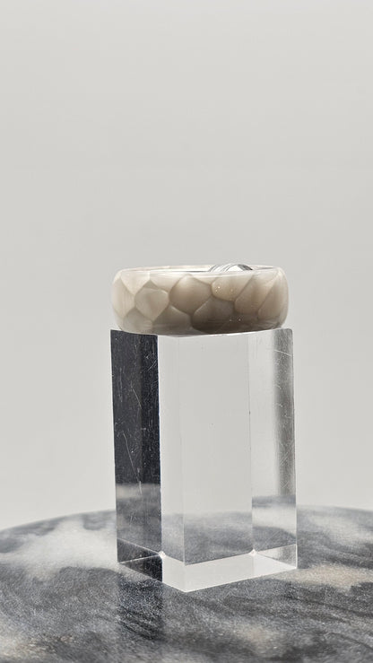 White Snake Skin Ring – Textured Stainless Steel Band