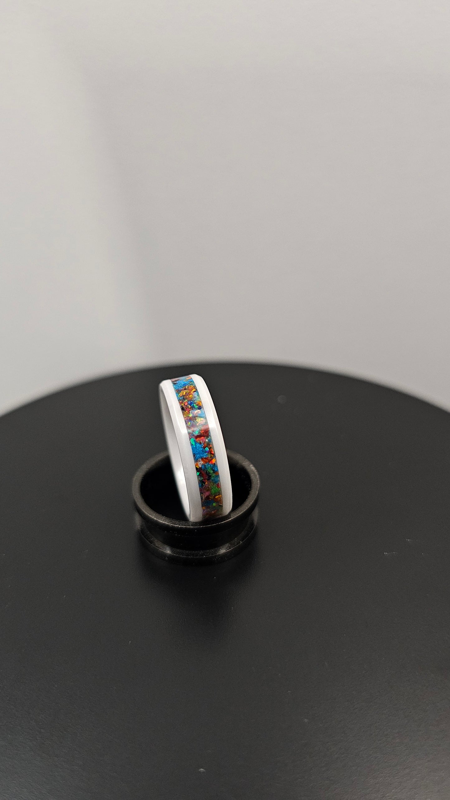 White Ceramic - Glow Stone Ring With Patrick Adair Materials