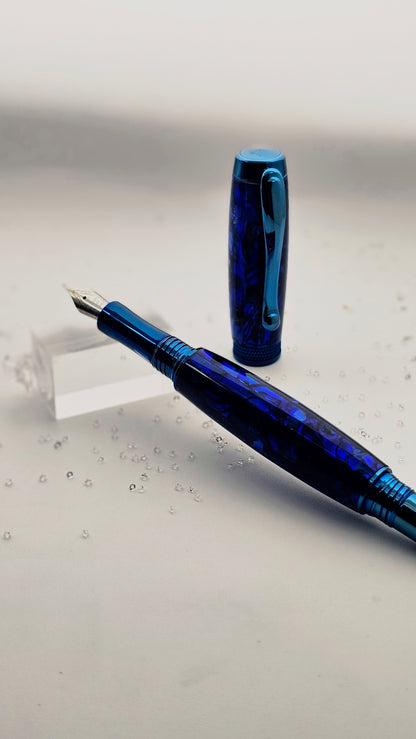 Custom Handmade Blue Paua Abalone Jr Foutain Pen With Case