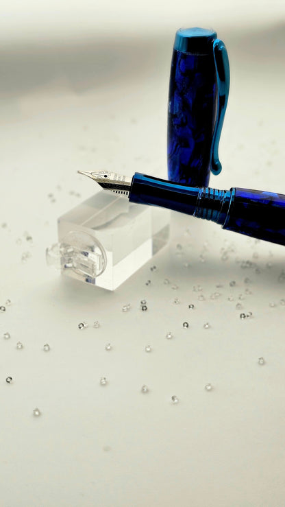 Custom Handmade Blue Paua Abalone Jr Foutain Pen With Case