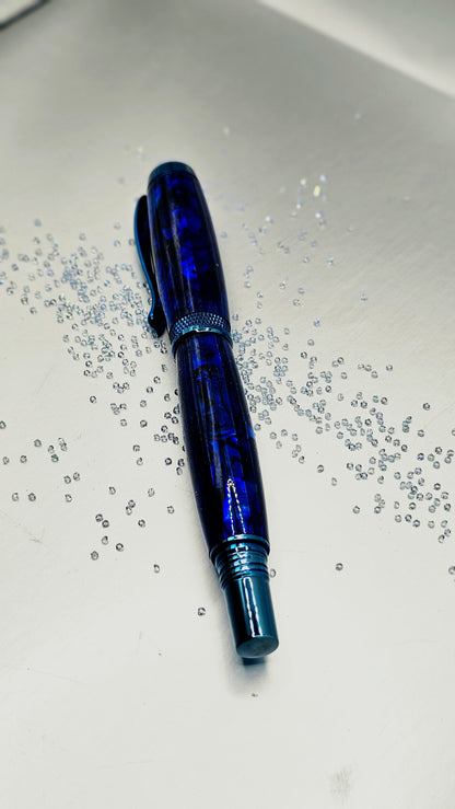 Custom Handmade Blue Paua Abalone Jr Foutain Pen With Case