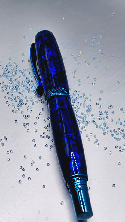 Custom Handmade Blue Paua Abalone Jr Foutain Pen With Case