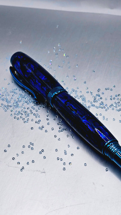 Custom Handmade Blue Paua Abalone Jr Foutain Pen With Case