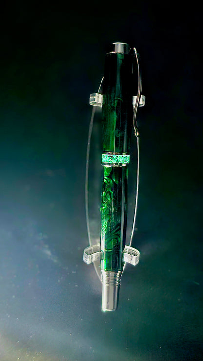 Custom Handmade Paua Abalone Inlay With Glow Stone Collar On A Jr Bandit