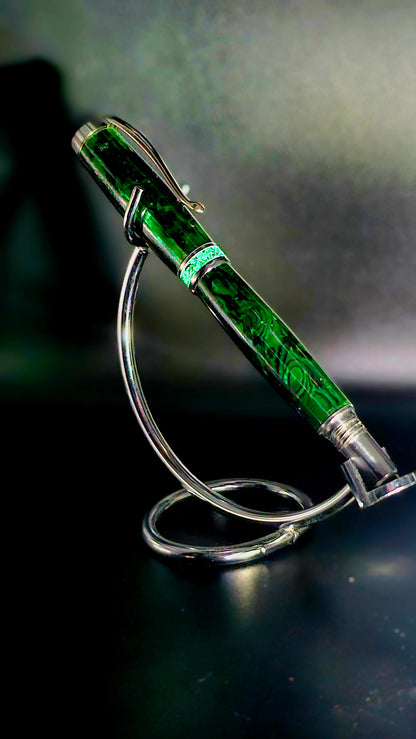 Custom Handmade Paua Abalone Inlay With Glow Stone Collar On A Jr Bandit