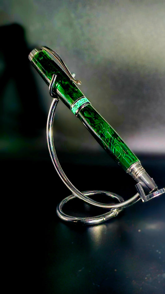 Custom Handmade Paua Abalone Inlay With Glow Stone Collar On A Jr Bandit