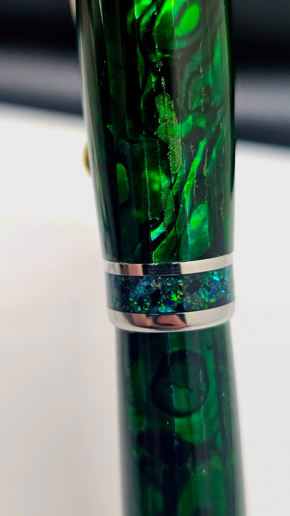 Custom Handmade Paua Abalone Inlay With Glow Stone Collar On A Jr Bandit