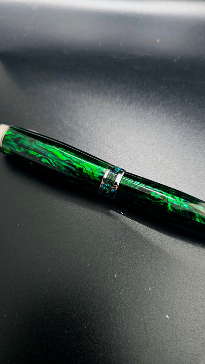 Custom Handmade Paua Abalone Inlay With Glow Stone Collar On A Jr Bandit