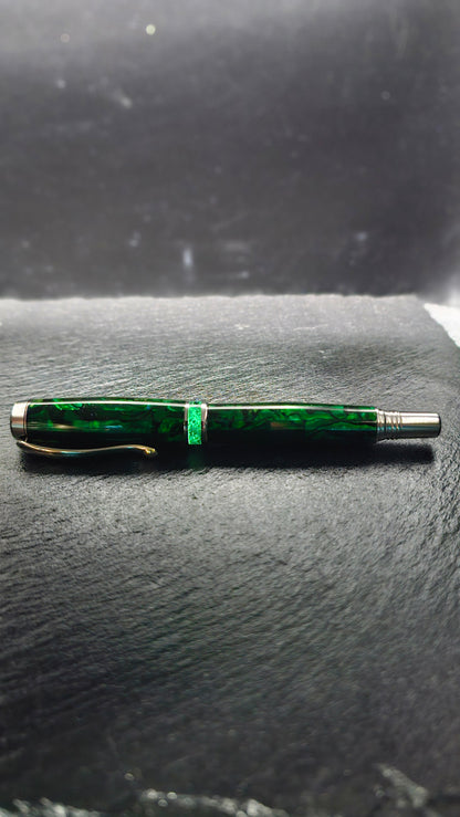 Custom Handmade Paua Abalone Inlay With Glow Stone Collar On A Jr Bandit