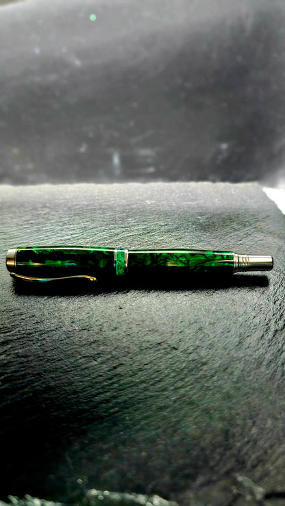 Custom Handmade Paua Abalone Inlay With Glow Stone Collar On A Jr Bandit