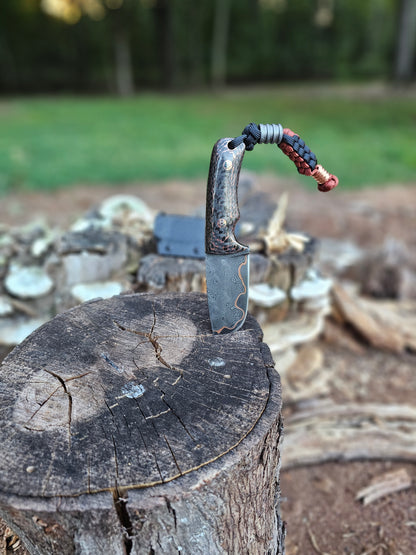 Compact Damascus Knife – Copperstrike with Carbon Fiber
