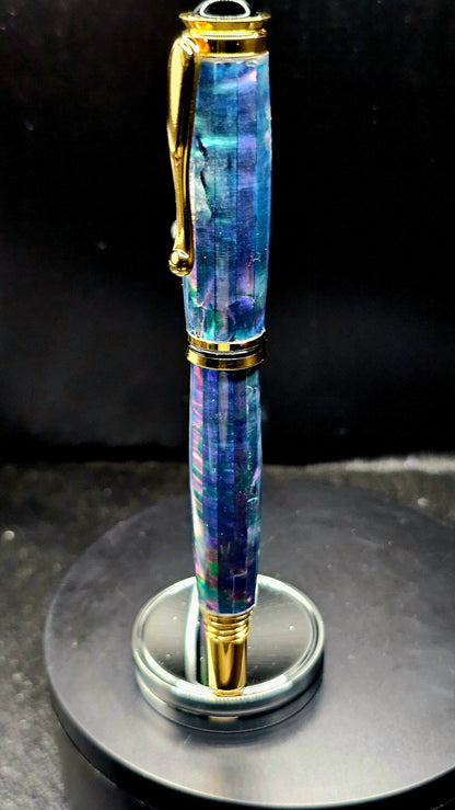 Custom Handmade Multi Color Paua Abalone Jr Retro Foutain Pen With Case
