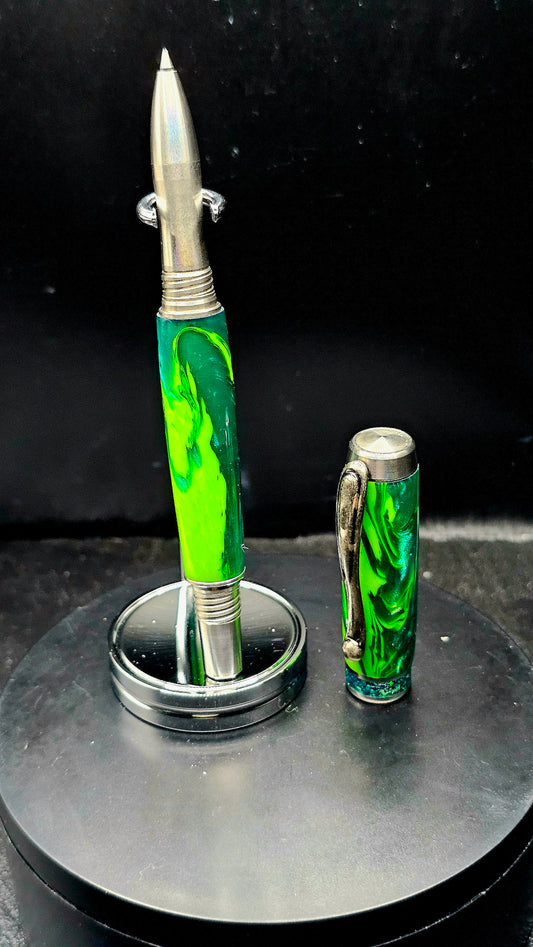 Custom Handmade Judge Moss Resin Jr Bandit Roller Ball