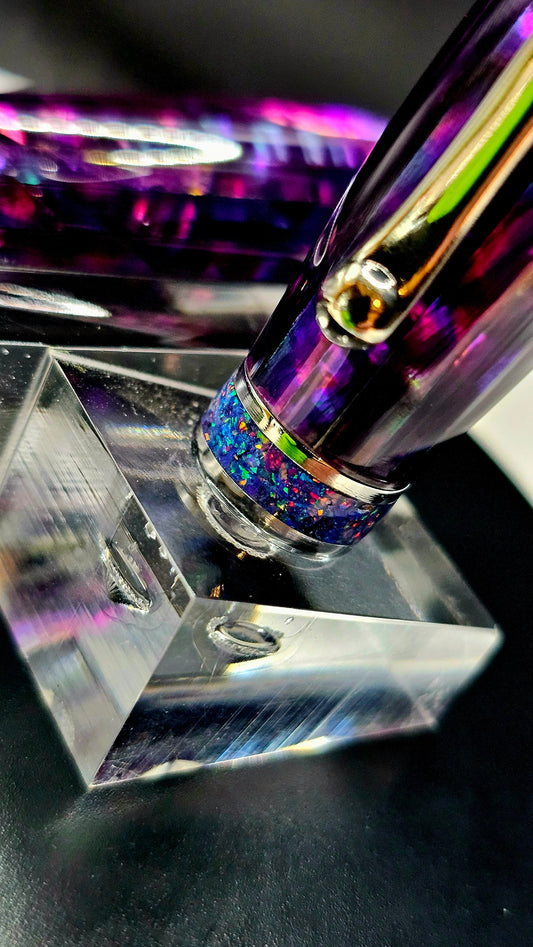 One Of a Kind Handmade Fountain pen with Paua Abalone and a Custom-made Collar