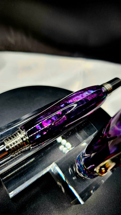 One Of a Kind Handmade Fountain pen with Paua Abalone and a Custom-made Collar