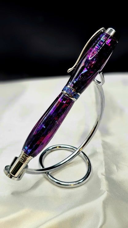 One Of a Kind Handmade Fountain pen with Paua Abalone and a Custom-made Collar