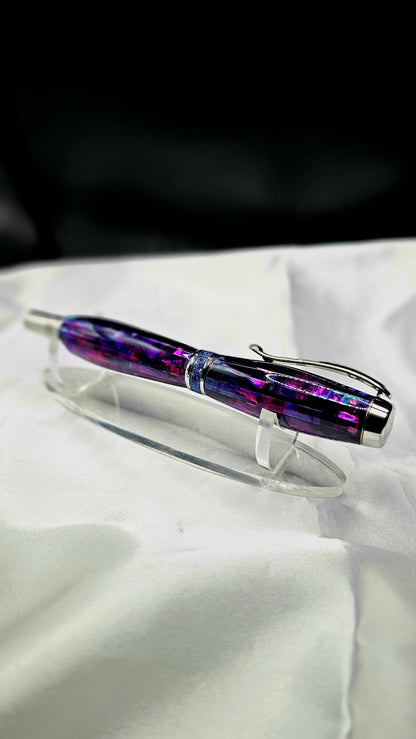 One Of a Kind Handmade Fountain pen with Paua Abalone and a Custom-made Collar