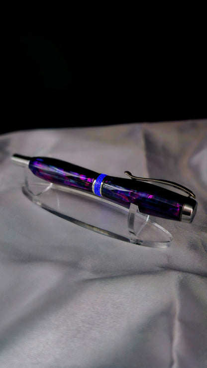 One Of a Kind Handmade Fountain pen with Paua Abalone and a Custom-made Collar