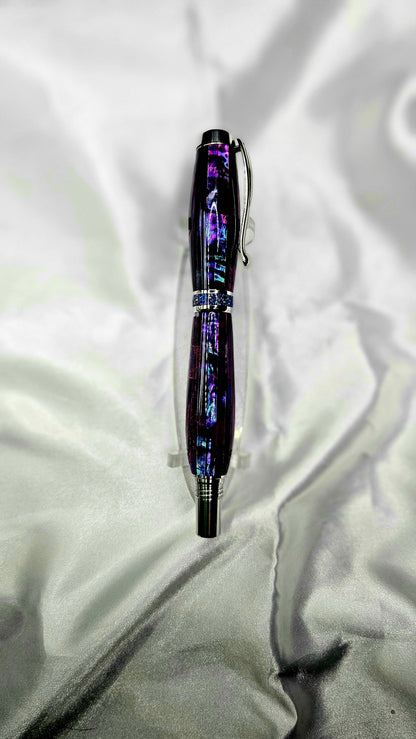 One Of a Kind Handmade Fountain pen with Paua Abalone and a Custom-made Collar