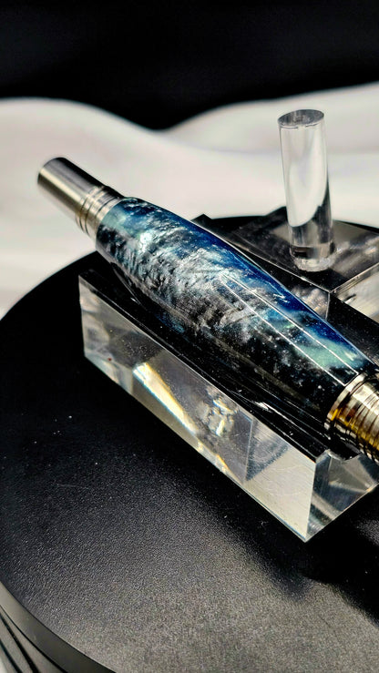 One Of a Kind Handmade Fountain pen with Hand-Poured Resin and a Custom-made Collar