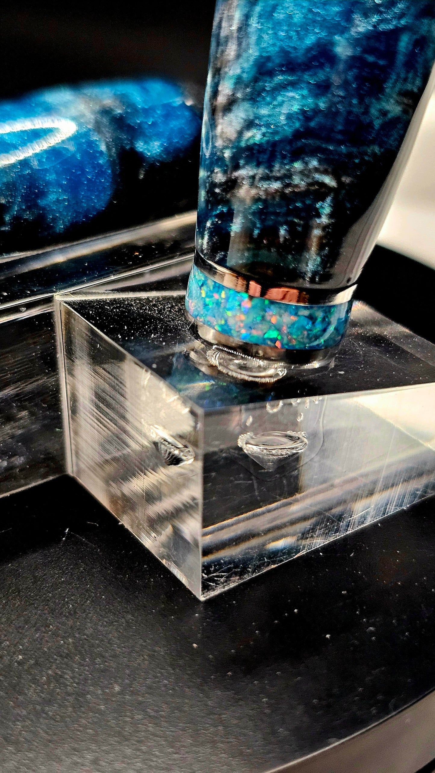 One Of a Kind Handmade Fountain pen with Hand-Poured Resin and a Custom-made Collar