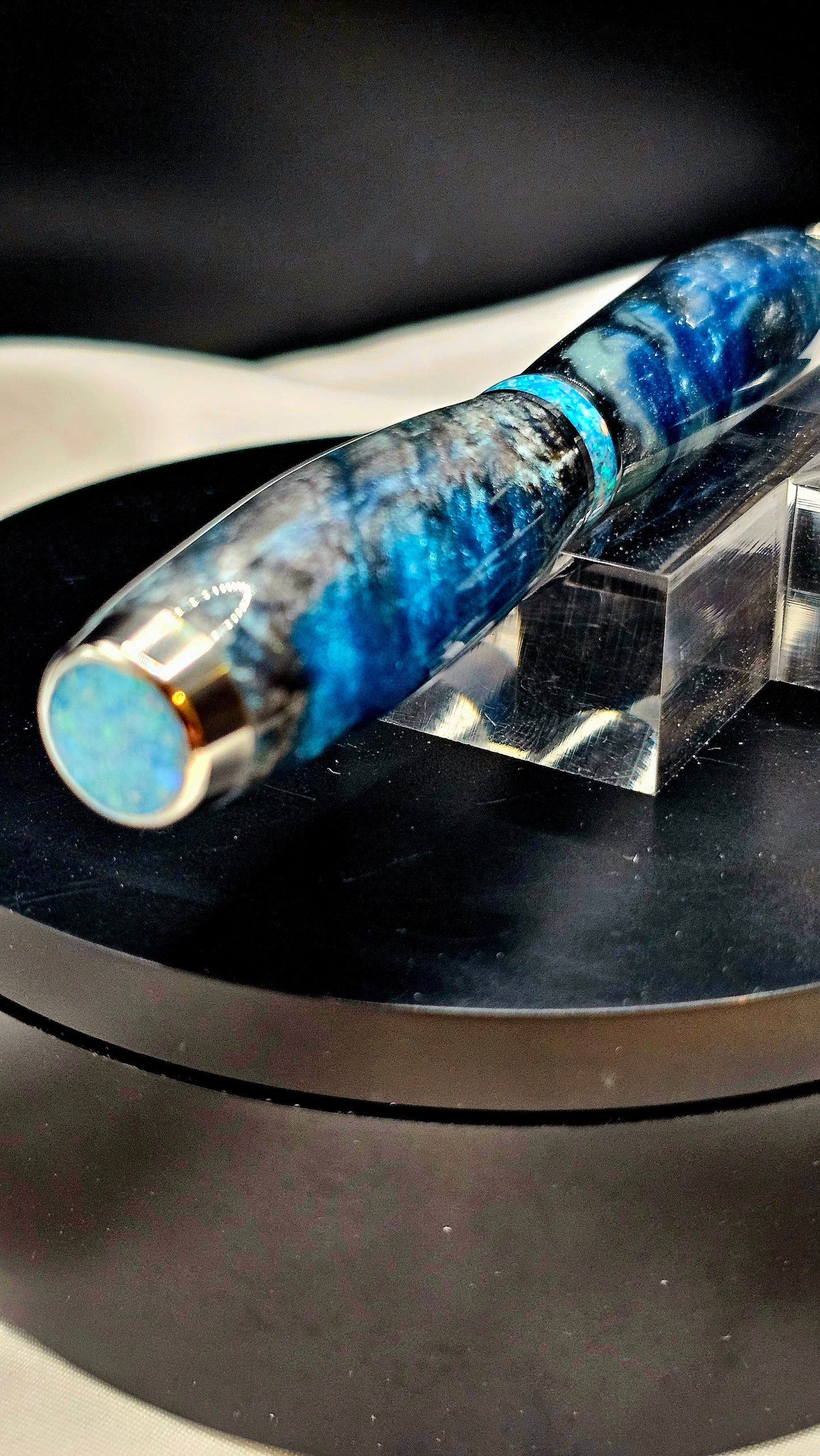 One Of a Kind Handmade Fountain pen with Hand-Poured Resin and a Custom-made Collar