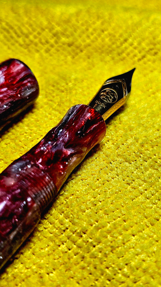 Custom Handmade/poured Resin Foutain Pen With Gold Accent # 6 Nib