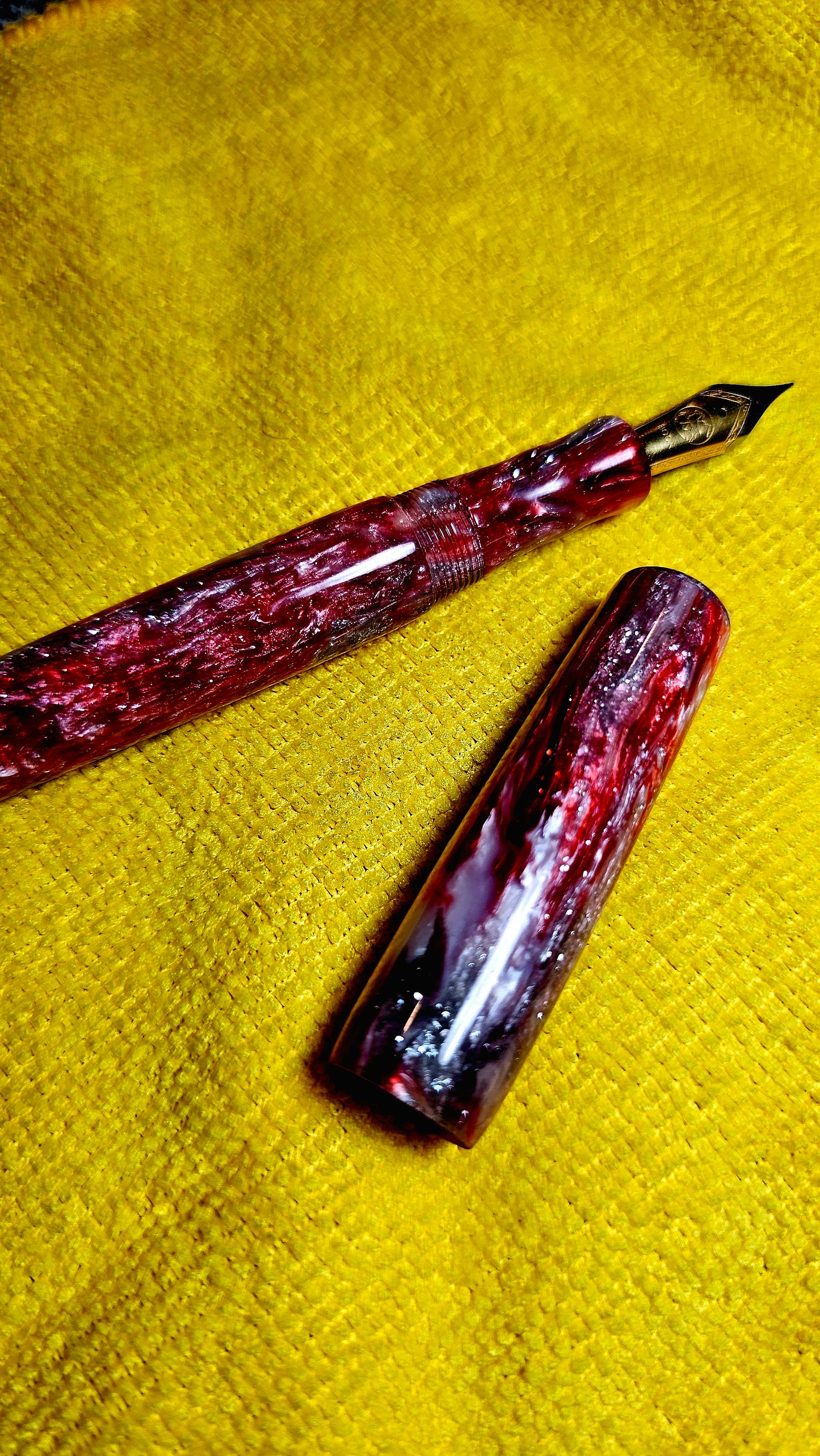 Custom Handmade/poured Resin Foutain Pen With Gold Accent # 6 Nib
