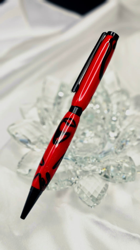 "Crimson Drift" Handmade Twist Pen