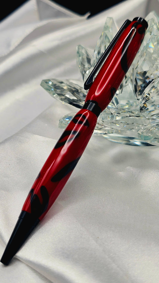 "Crimson Drift" Handmade Twist Pen