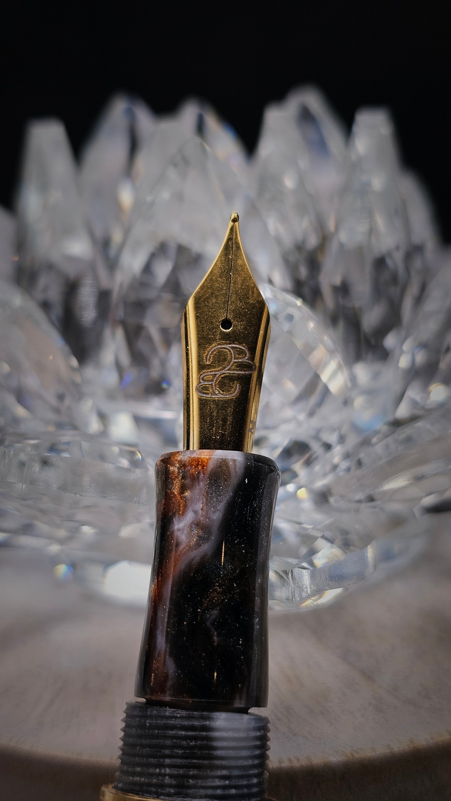 Custom Handmade/poured Resin Foutain Pen With Gold Accent # 6 Nib