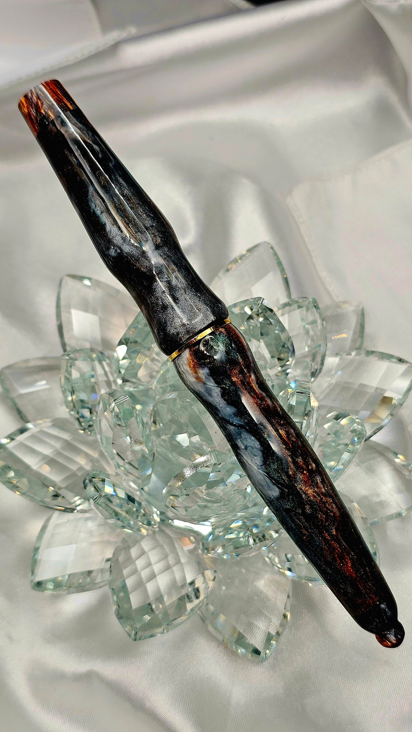 Custom Handmade/poured Resin Foutain Pen With Gold Accent # 6 Nib